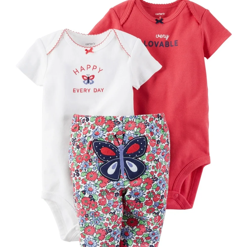 Carter’s Baby Girl’s 3pc Bodysuit Pants Set‎ Red